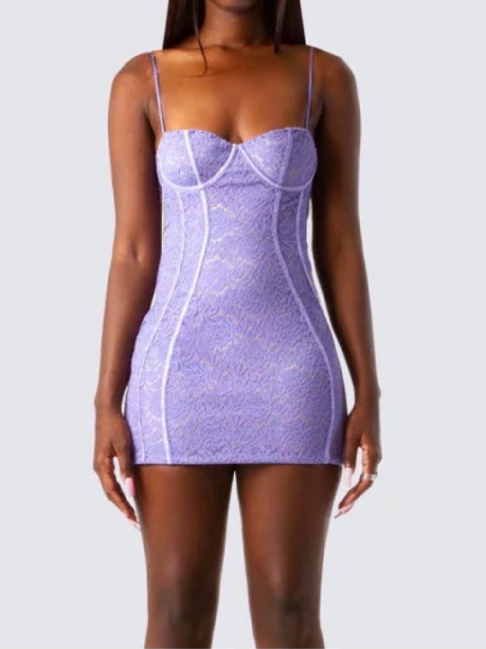 Finesse Lilac Lace Bustier Mini Dress